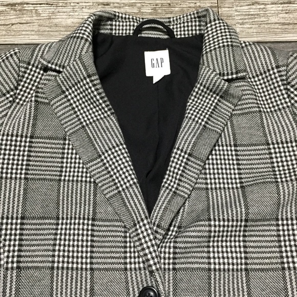 Gap Plaid Blazer Women’s 2P Black White 2 Button Business Casual Career. - Picture 9 of 11